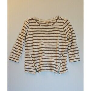 Loft Striped 3/4 Sleeve Pullover Sweater Women's Size Small White Maroon